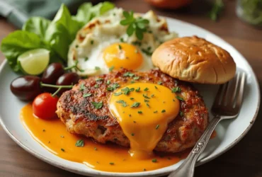 Delicious chicken breakfast recipe with eggs and toast